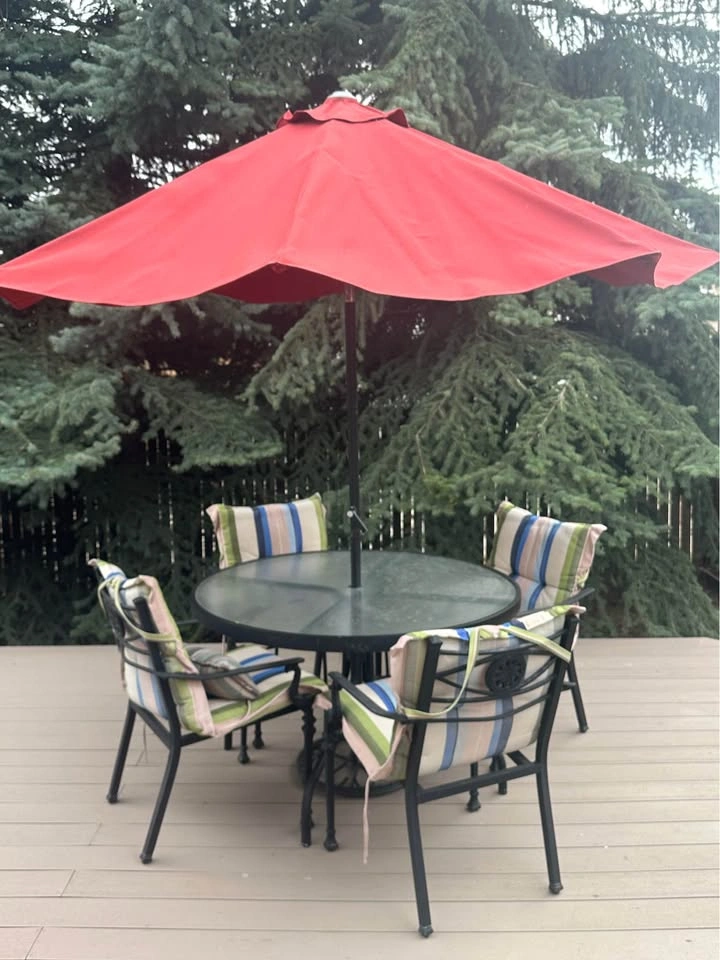 Patio Dining Set with 4 Chairs and Umbrella - photo 3