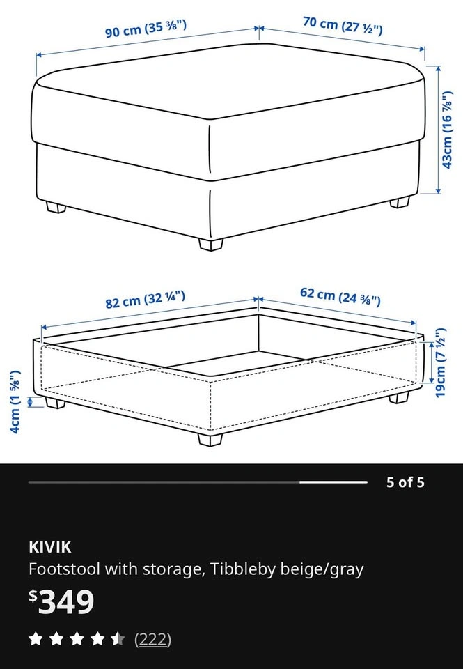 Large IKEA Ottoman w/storage - photo 4