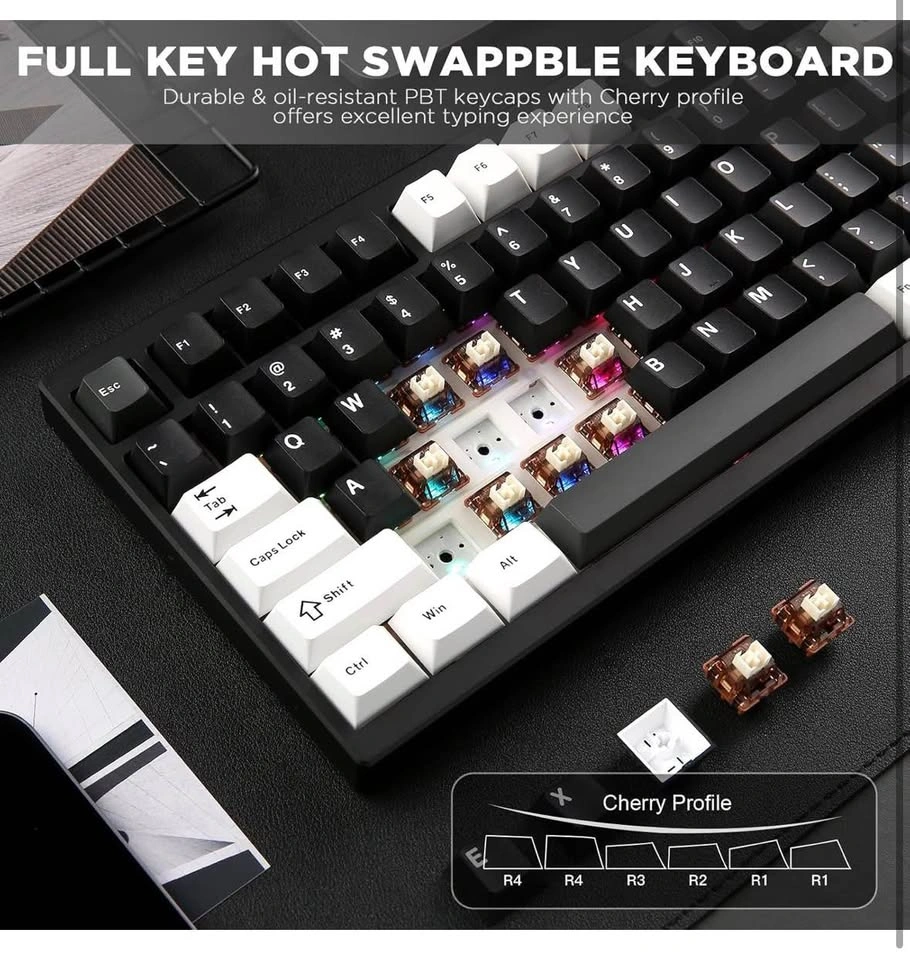 YUNZII AL80 Wireless Mechanical Keyboard, Aluminum, LCD, Knob - photo 5