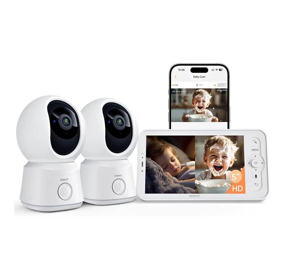 Arenti Baby Monitor 2 Cameras 5" Display Pan/Tilt Night Vision