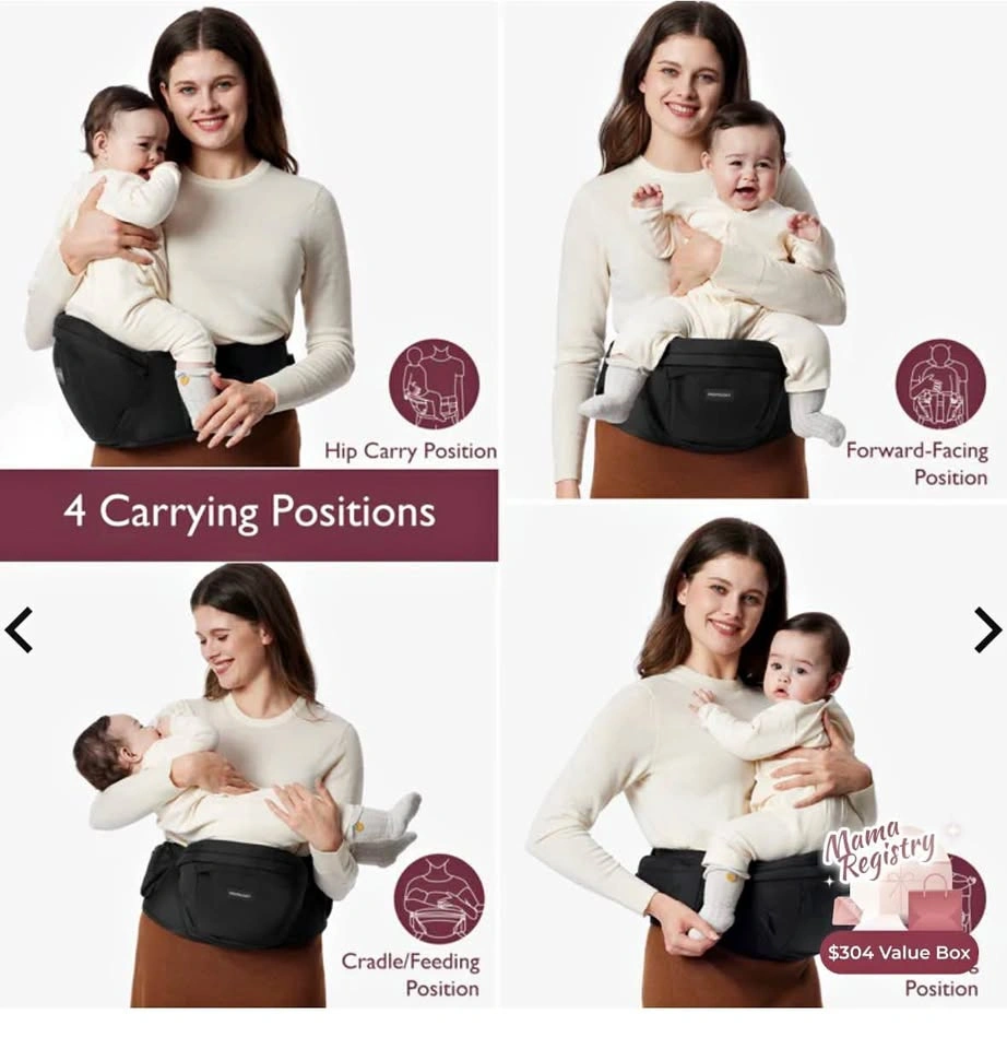 Momcozy Black Hip Seat Baby Carrier Medium