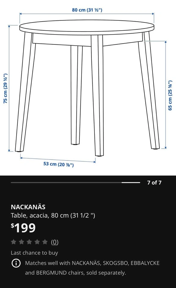 Round Dining Table IKEA Nackanäs - photo 4