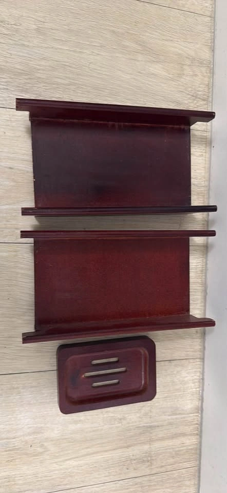 Estala Wooden Bathtub Caddy Tray - Dark Brown/Red - photo 4