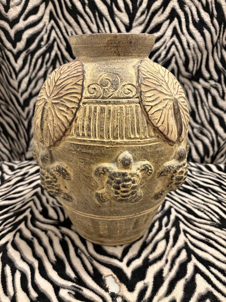 Large Clay Turtle Vase $15