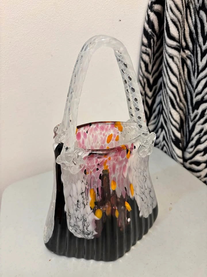 Beautiful Blown Glass Bag Vase $30obo.