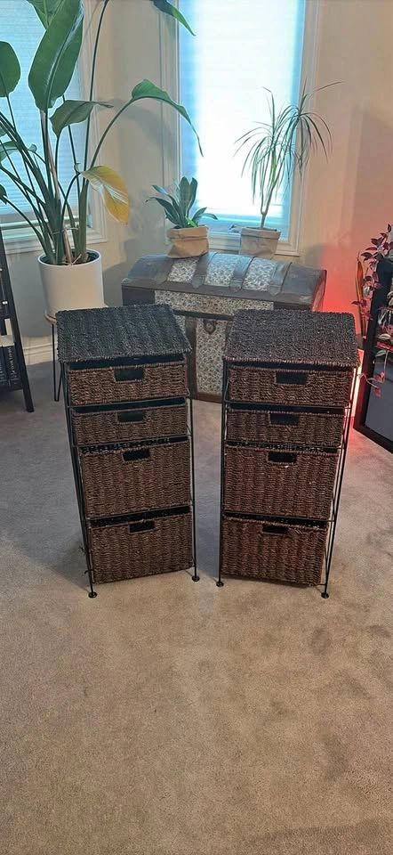 Pair of wicker storage units