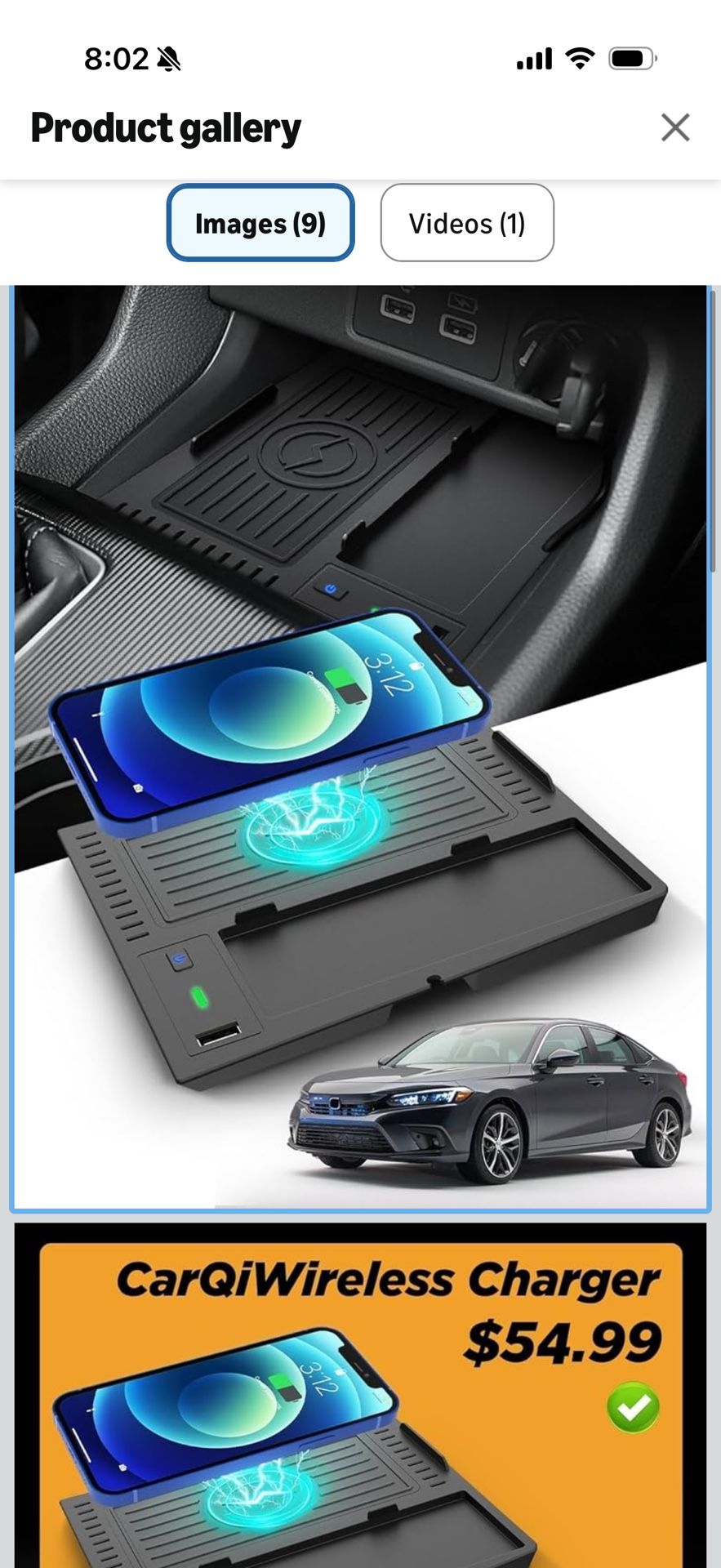 2022-2026 Honda Civic Wireless Charger Insert