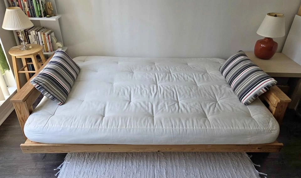 Futon with Mattress, 2 Pillows, Mattress Protector