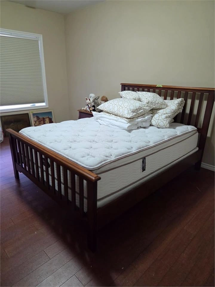 Queen Mattress, Wood Bed Frame & Nightstand - photo 2