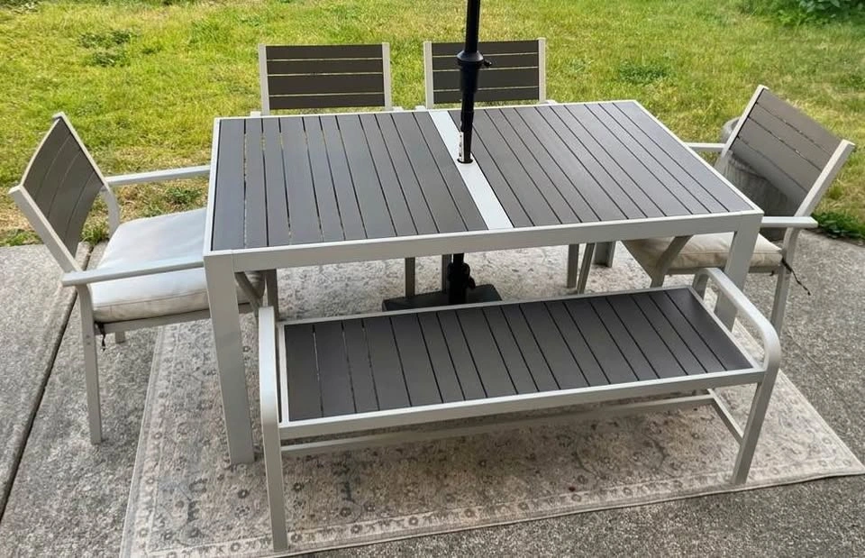 IKEA Själland Patio Dining Set Table, 4 Chairs, Bench, Cushions - photo 2