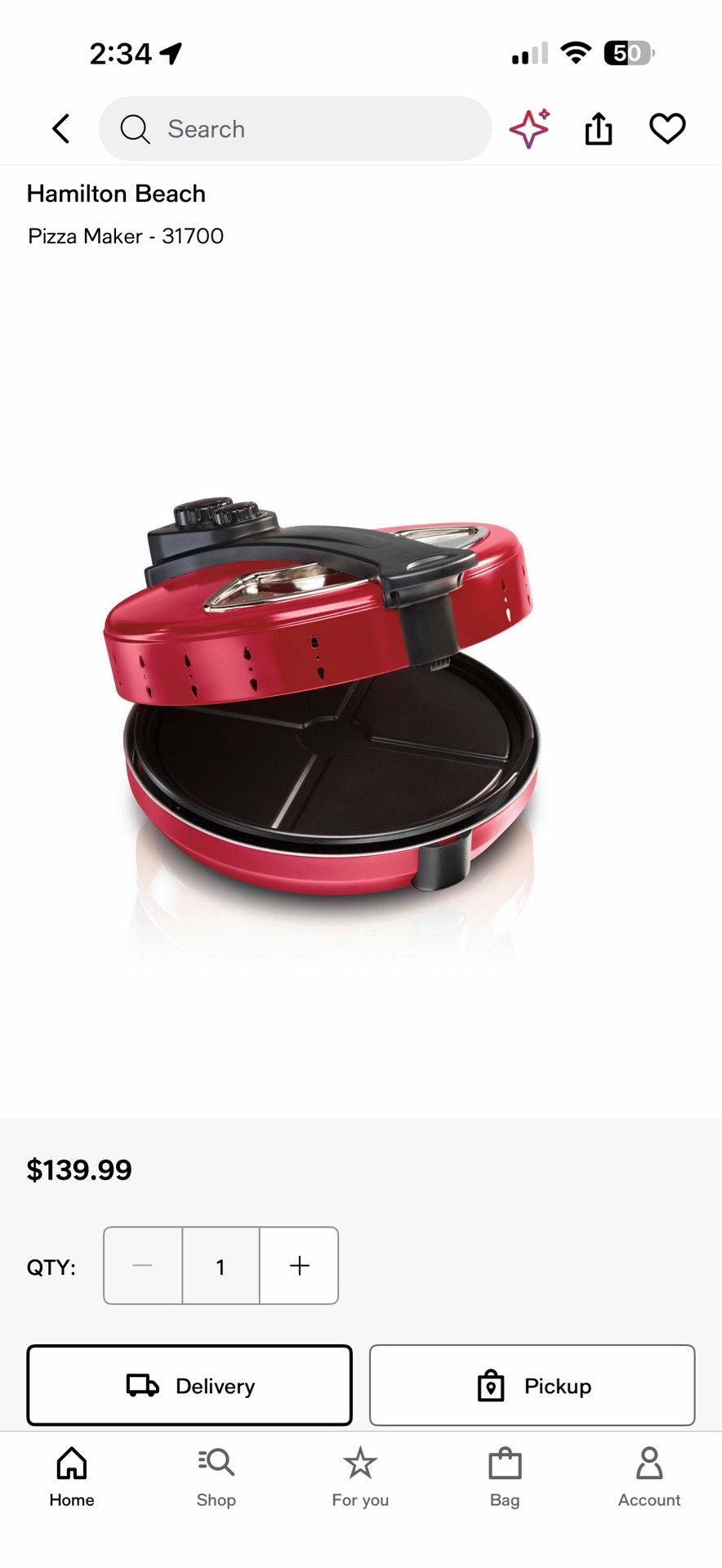 Brand new sealed Hamilton beach pizza oven maker electric 12 inc