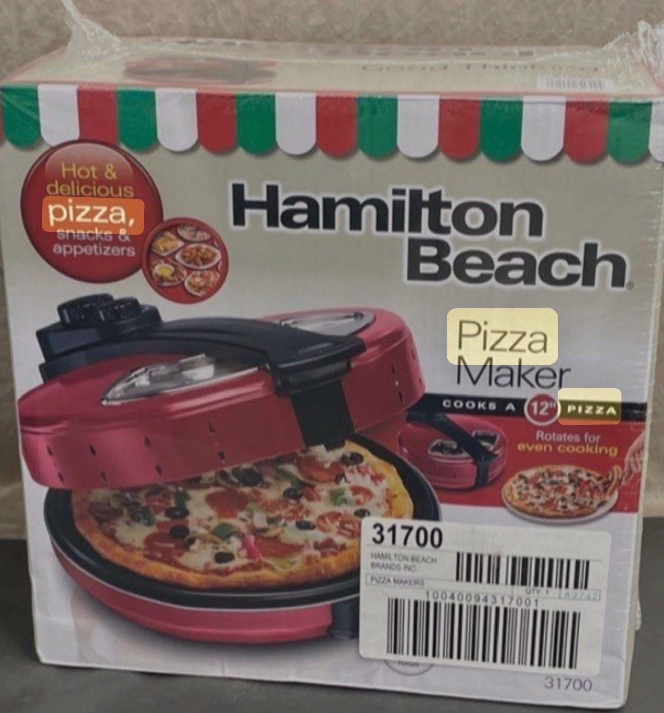 Brand new sealed Hamilton beach pizza oven maker electric 12 inc - photo 2