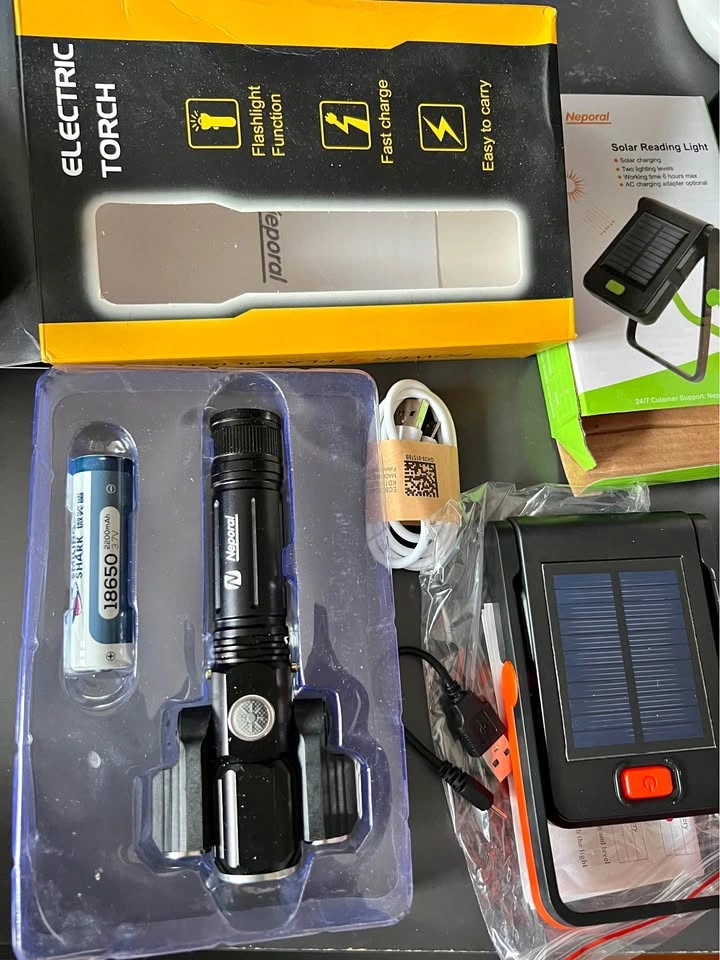 Electric Torch Flashlight and Solar Reading Light