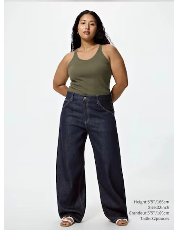 Uniqlo Baggy Curve Jeans (Barrel Leg) – Waist 29 – Dark Denim –