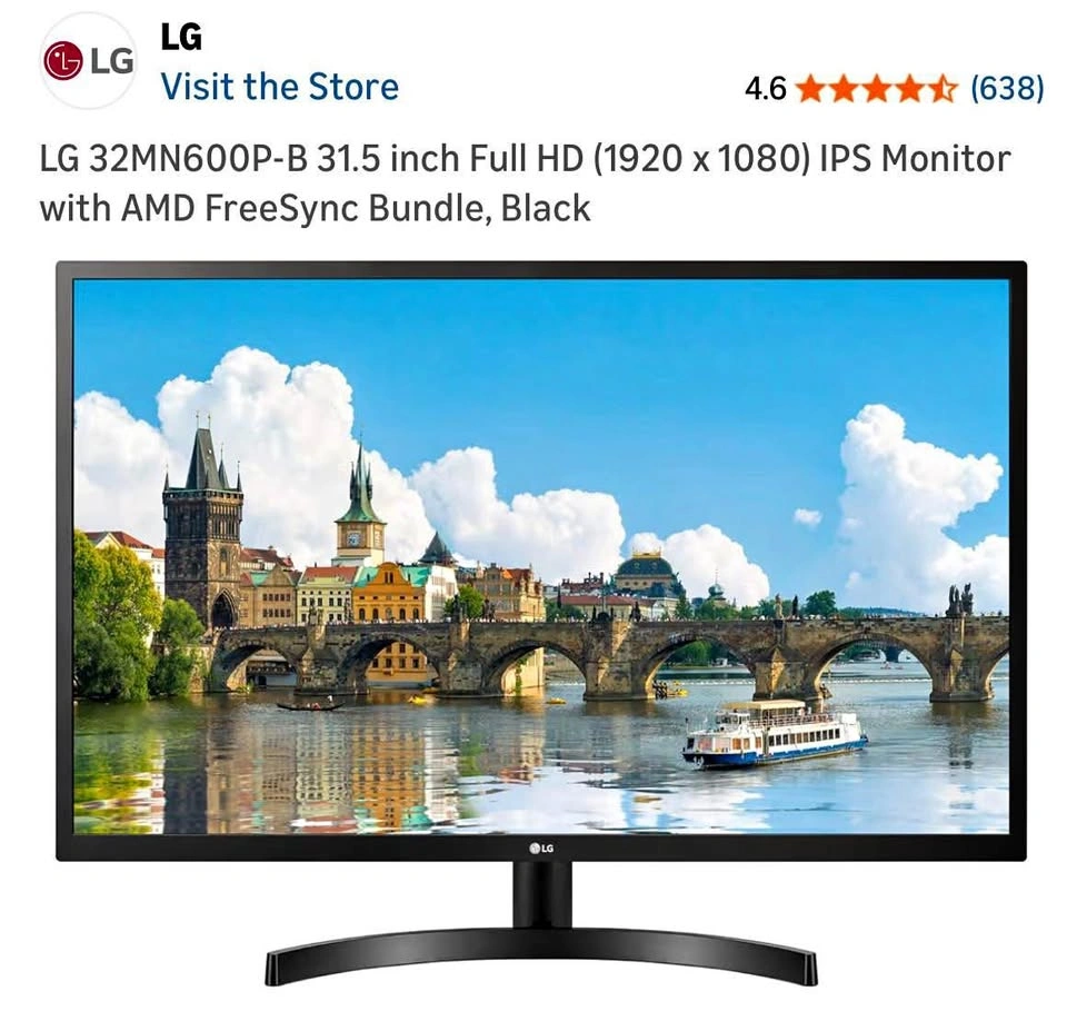 LG 32MN600P-B 31.5" Full HD IPS Monitor w/ FreeSync