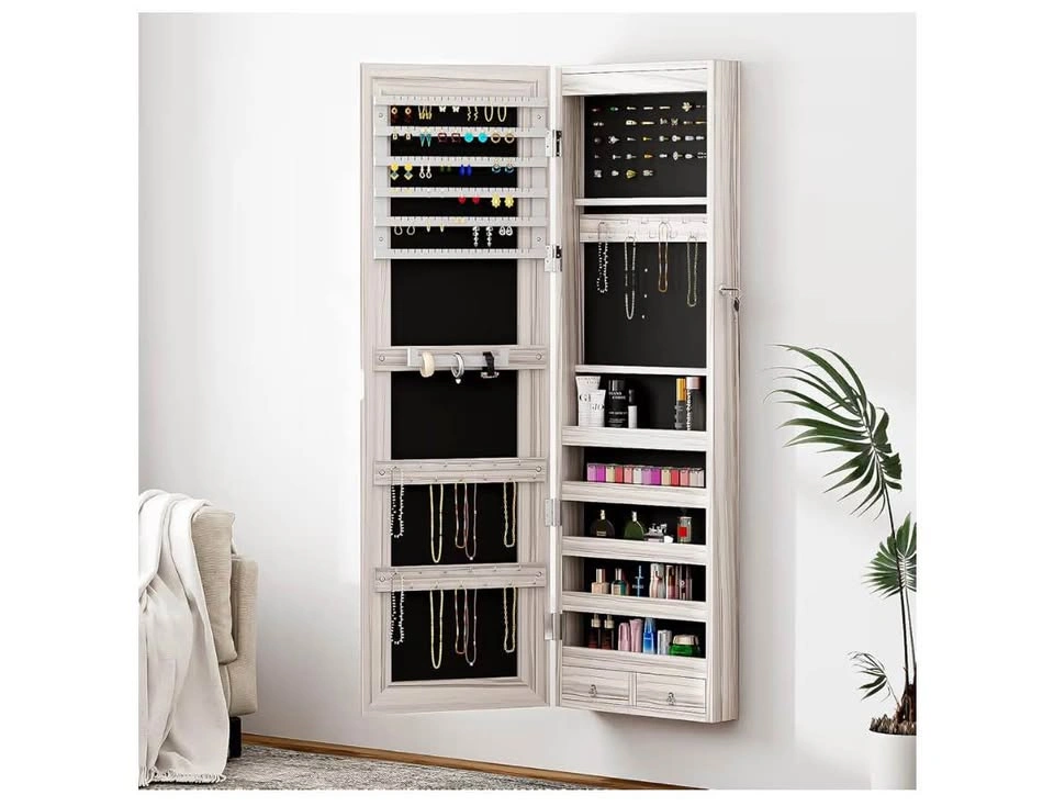 Jewelry Cabinet with Full-Length Mirror Lockable Over The Door H - photo 2