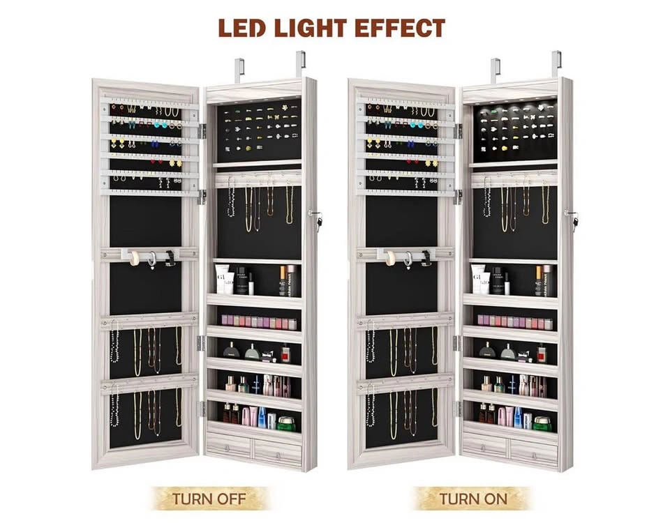 Jewelry Cabinet with Full-Length Mirror Lockable Over The Door H - photo 4
