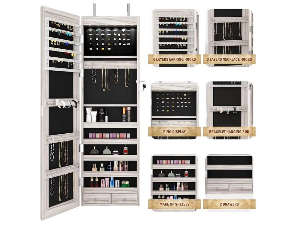 Jewelry Cabinet with Full-Length Mirror Lockable Over The Door H - photo 5