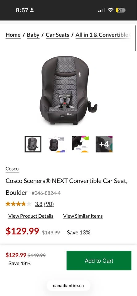 Cosco Scenera NEXT Convertible Car Seat, Boulder - photo 2