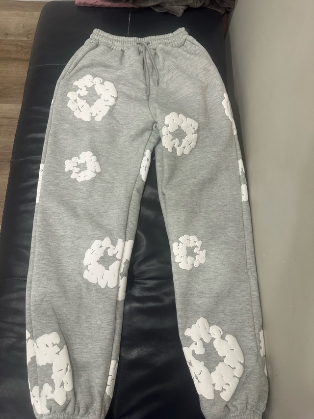 Grey and white denim tears pants (trades accepted) - photo 2