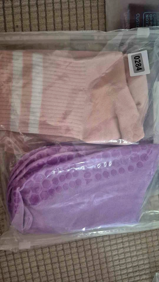 New Pink and Purple Socks grippy socks sku 0284