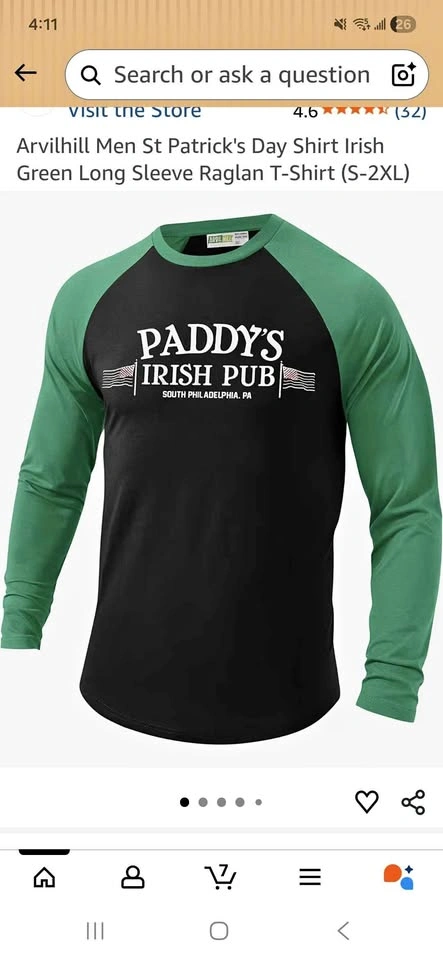 Men St Patrick's Day Shirt Irish Green Long Sleeve Raglan T-Shir