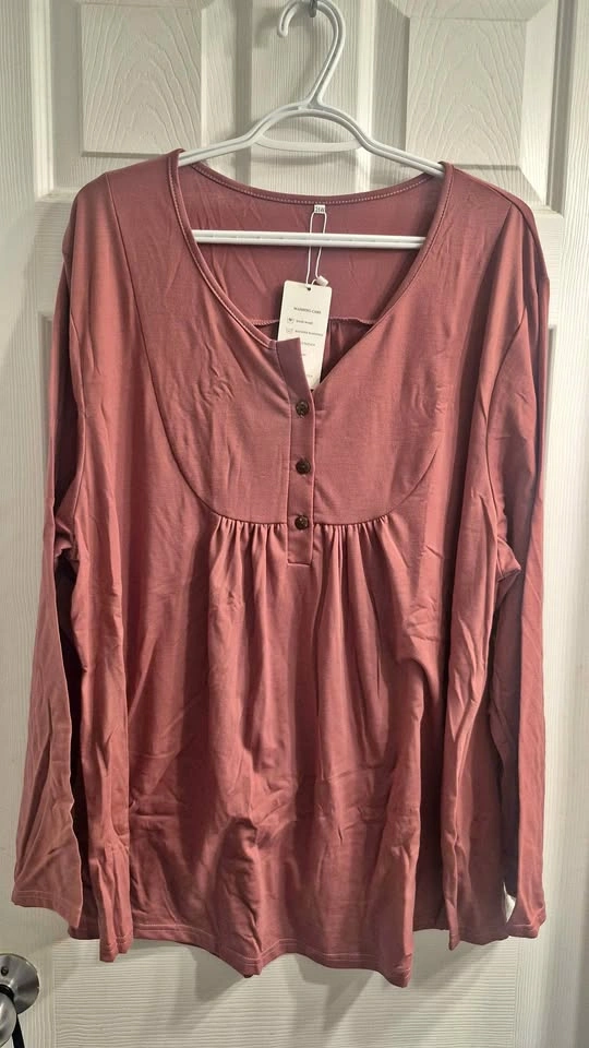 VISLILY Plus Size Long Sleeve Tunic Top 26W Dusty Rose