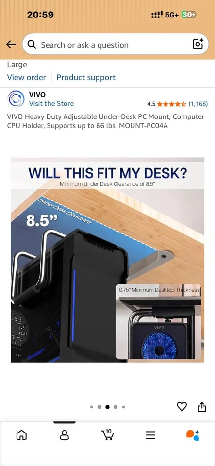 Adjustable VIVO Under-Desk PC Mount - photo 3