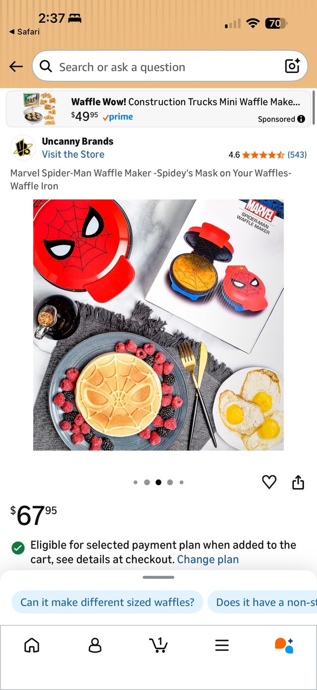 Marvel Spider-Man Waffle Maker