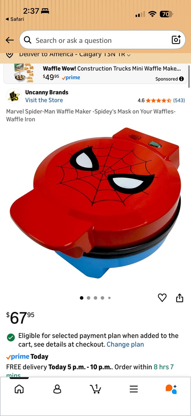 Marvel Spider-Man Waffle Maker - photo 2