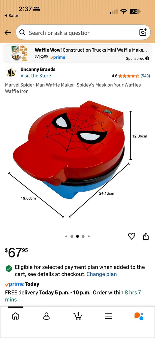 Marvel Spider-Man Waffle Maker - photo 3