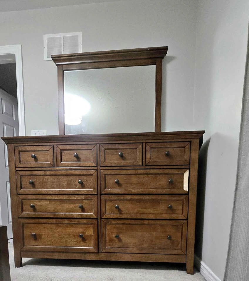 Solid Wood King Bedroom Set - Bed, Dresser, 2 Side Tables