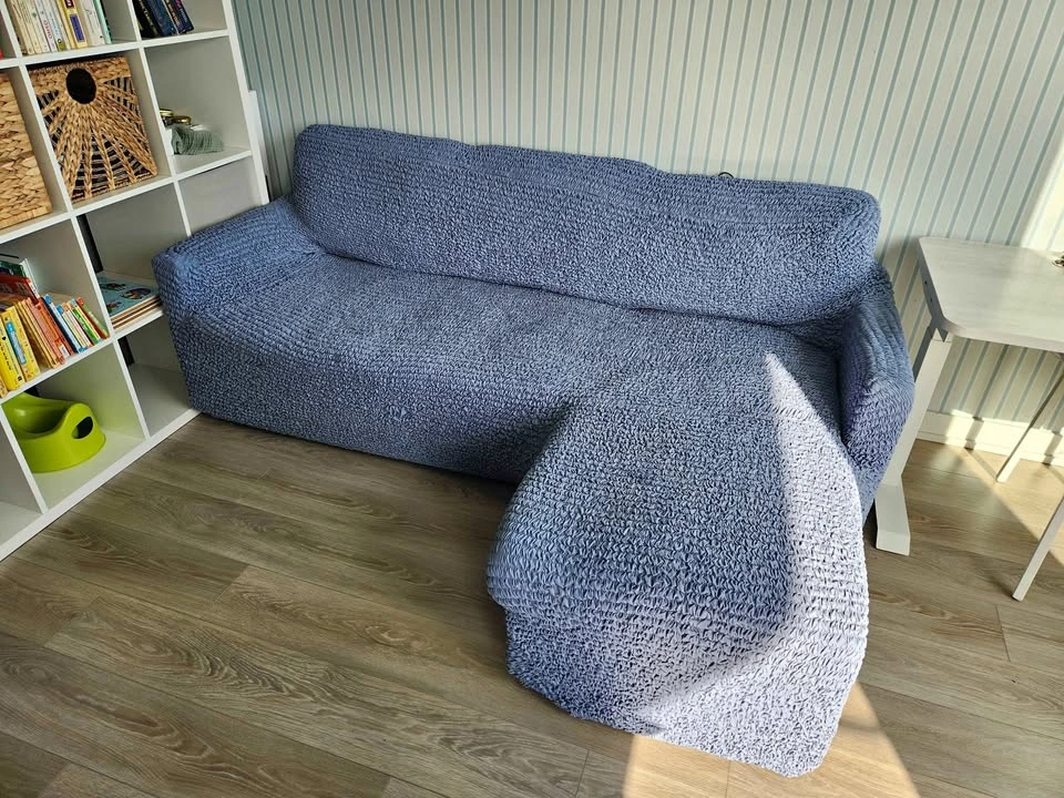 Blue Left-Facing Sectional Sofa Cover