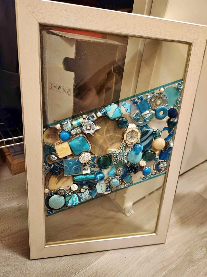 Epoxy teal green blue hand made art