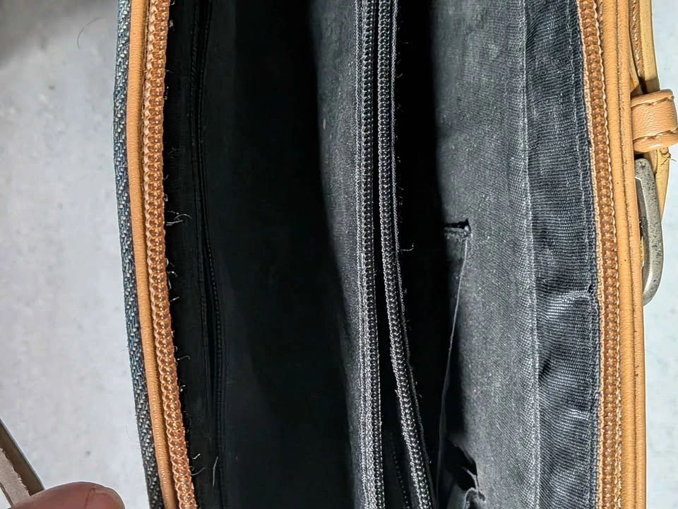 Vintage Denim and Tan Belted Shoulder Bag - photo 4