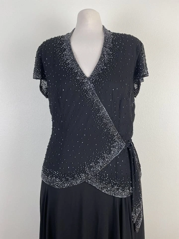New JKara Black Beaded Chiffon Formal Dress - New w/ Tags - photo 3