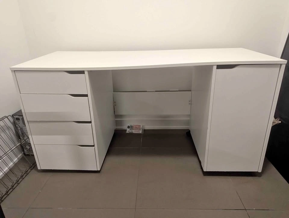 White Work Desk with Wheels