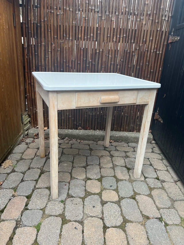 Vintage Table with Drawer and Porcelain Top - photo 2