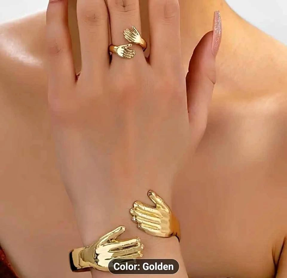 2pcs Stylish Open Ring and Bracelet Set