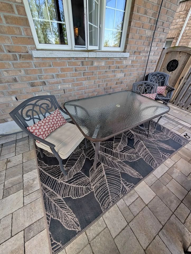 7-Piece Metal Patio Dining Set with Glass Top Table