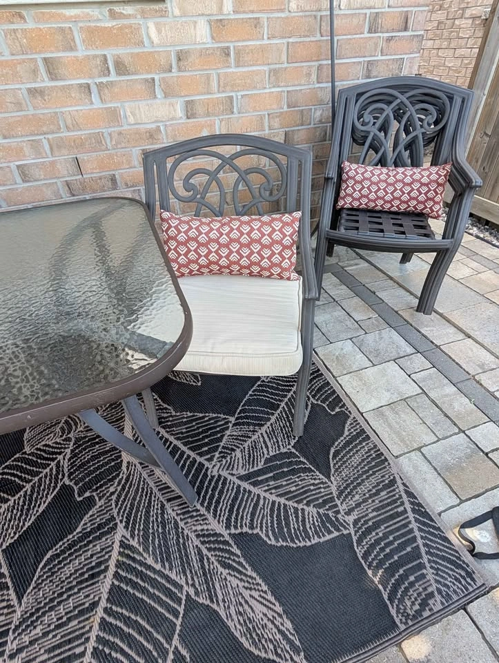 7-Piece Metal Patio Dining Set with Glass Top Table - photo 2
