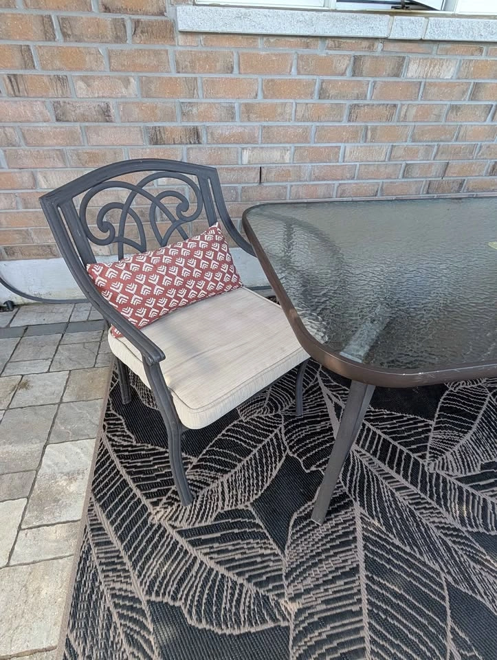 7-Piece Metal Patio Dining Set with Glass Top Table - photo 3