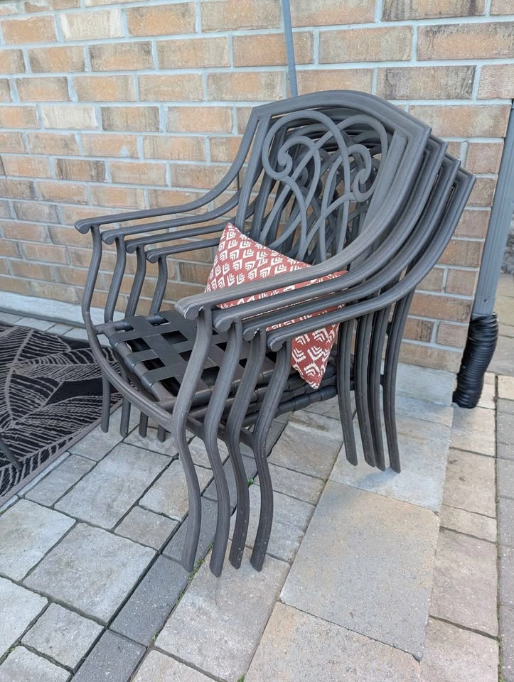 7-Piece Metal Patio Dining Set with Glass Top Table - photo 4
