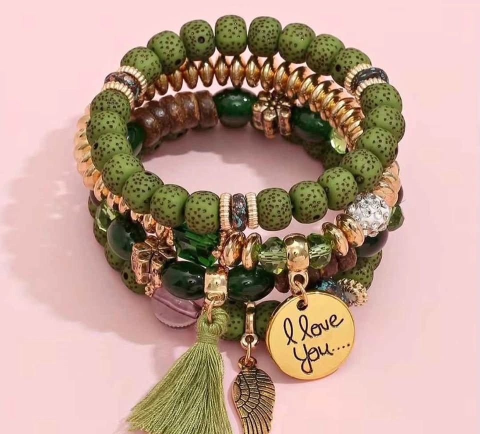 Set of 4 Bohemian Tassel Bracelets for Men and Women