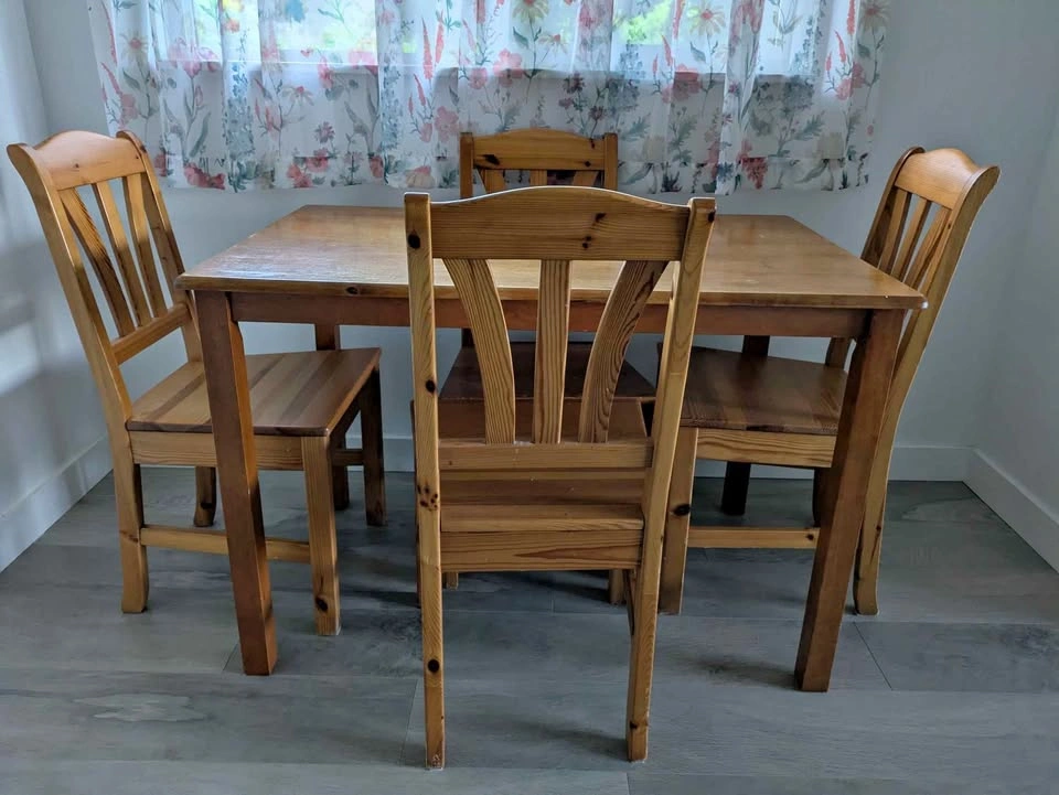 Real wood dining table and chairs