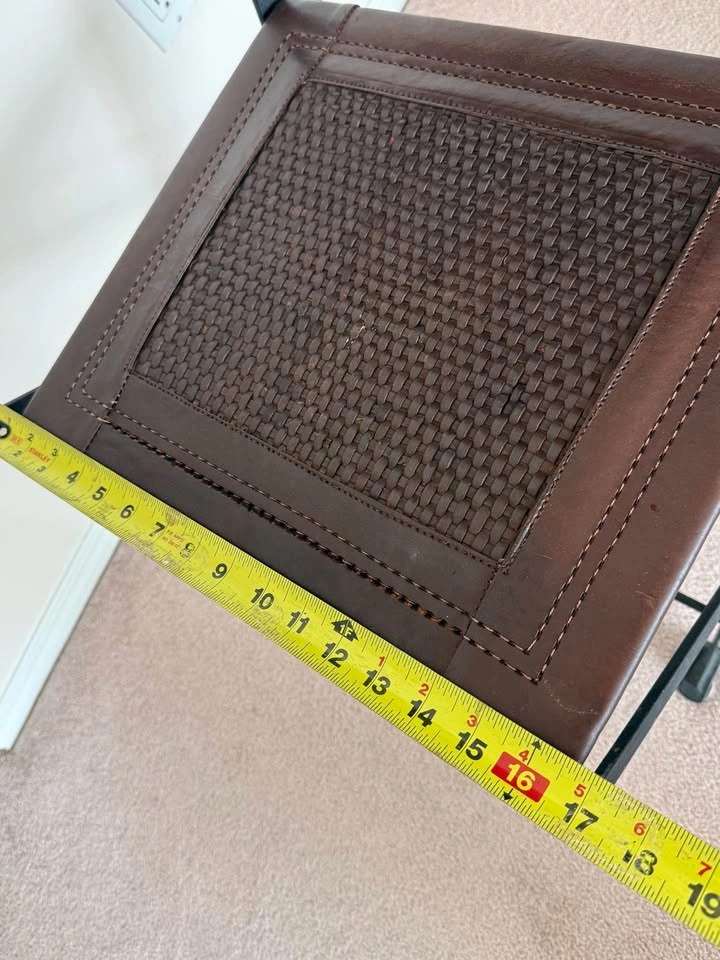 Brown Leather Folding Chair Metal Frame - photo 4