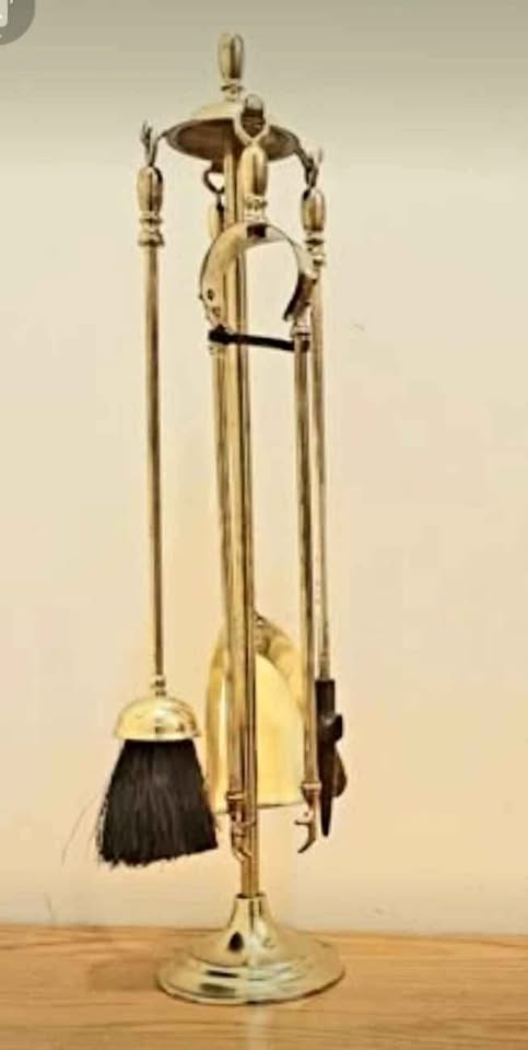 Antique Brass Fireplace Set