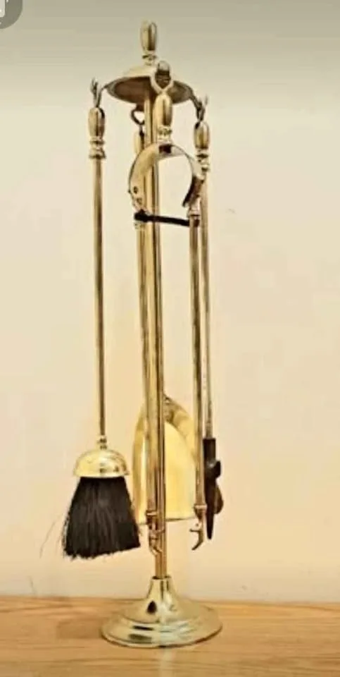 Antique Brass Fireplace Set thumbnail