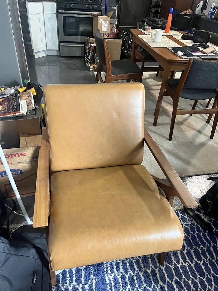 Article Otio Leather Lounge Chair - Walnut & Tan