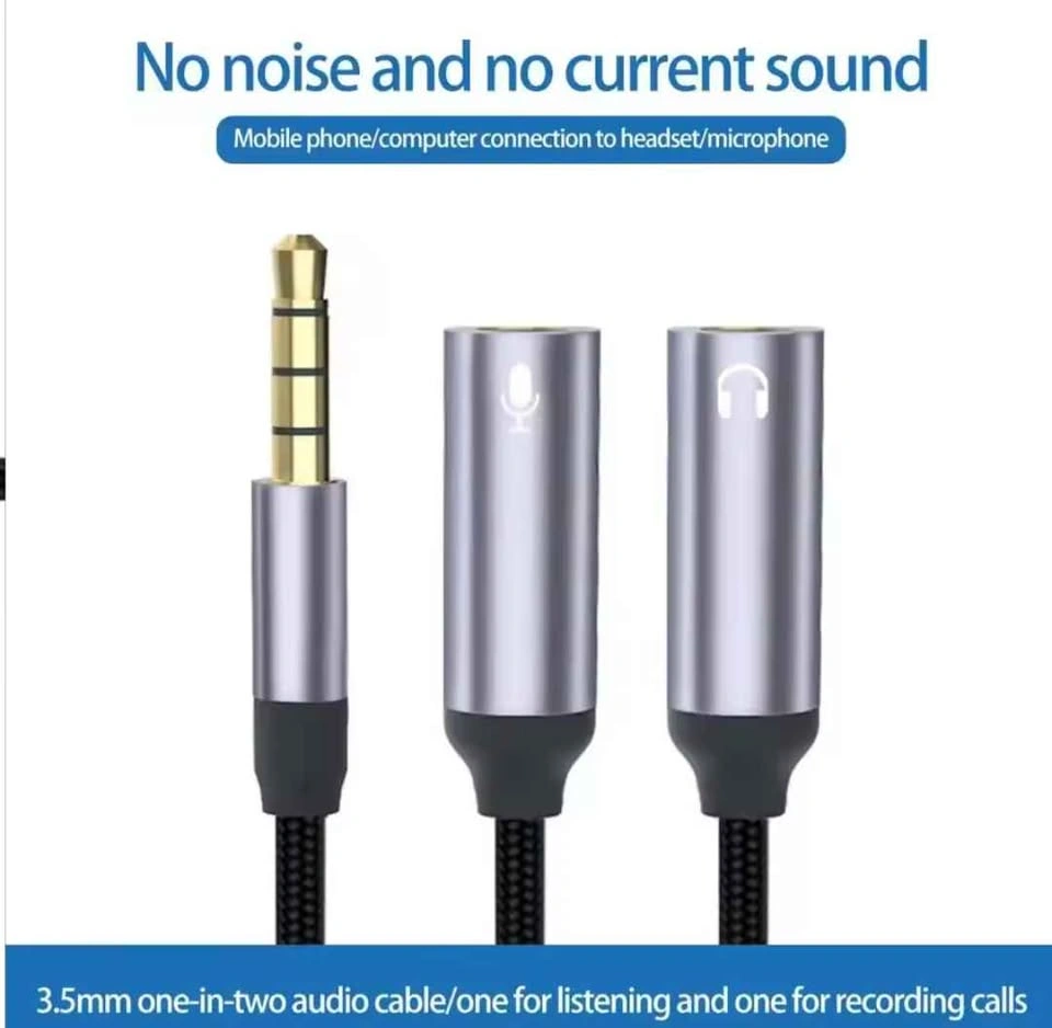 3.5mm Audio Splitter Cable Headphone Mic for PC Mobile - photo 4